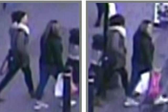 The CCTV footage released by Sussex Police. A 2,000 reward has been released for information relating to the woman on the right