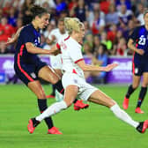 Carli Lloyd of the United States scores a goal during a match against England in the SheBelieves Cup at Exploria Stadium on March 05, 2020 in Orlando, Florida. (Photo by Mike Ehrmann/Getty Images)