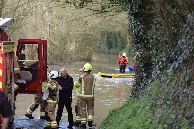 The fire service has rescued vehicles stuck in flood waters in Litlington Road. Picture: Dan Jessup