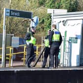 Police at Berwick railway station. Picture: Dan Jessup