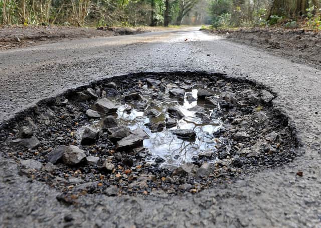 A pothole pictured in February
