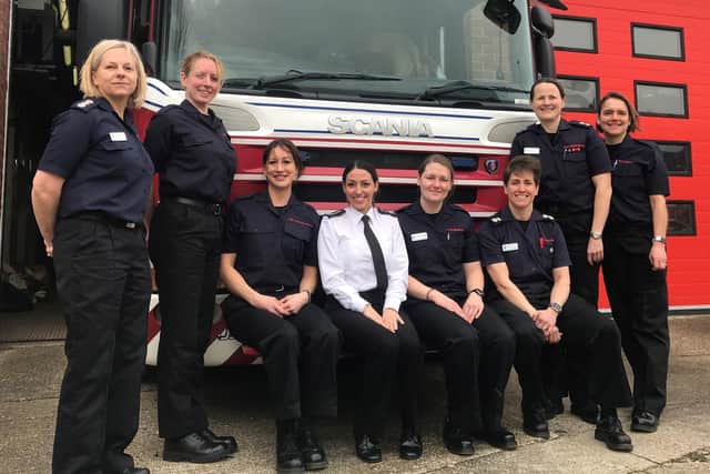 The crew at Littlehampton Fire Station with CFO Sabrina Cohen-Hatton. Picture: West Sussex Fire