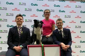 Yvie Thompson with Epic on the Crufts podium