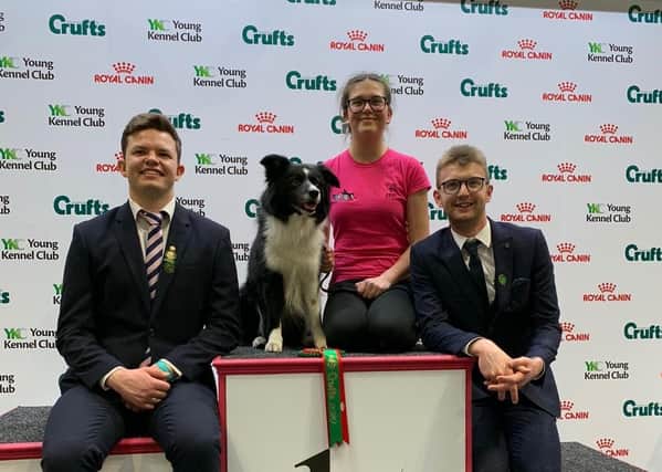Yvie Thompson with Epic on the Crufts podium