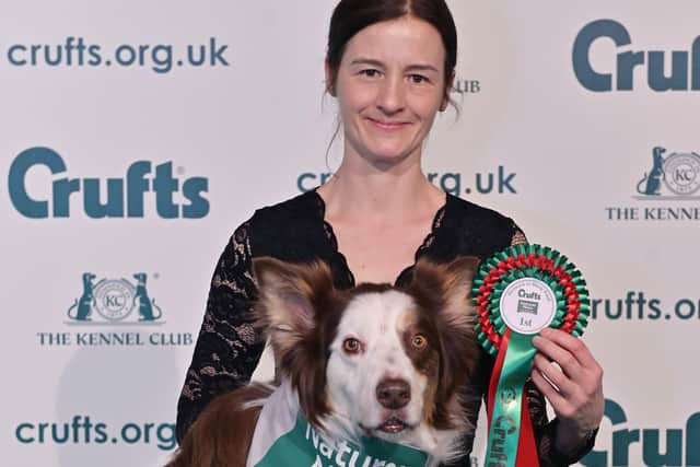 Heelwork to Music competition winners Caroline Garrett and border collie Fawkes. Photograph: Sandy Young/ Flick.digital/ The Kennel Club