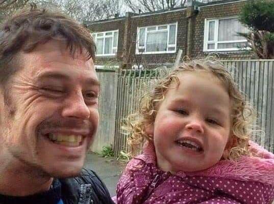 Daniel Weyman, 32, with his then six-year-old daughter