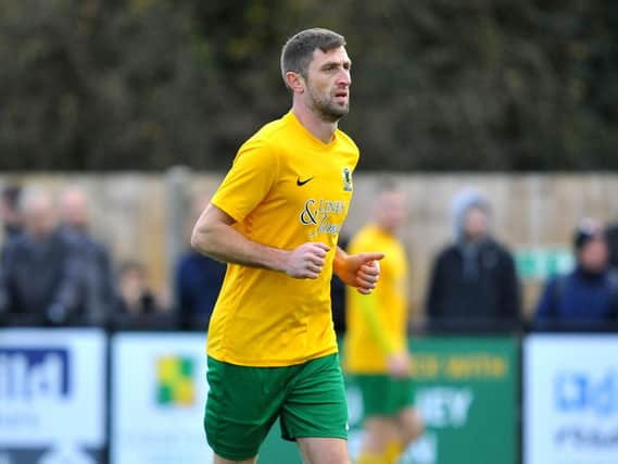 Joe Shelley scored Horsham 50th goal of this year's league campaign in their 2-0 win over Potters Bar Town this weekend. Photo by Steve Robards.
