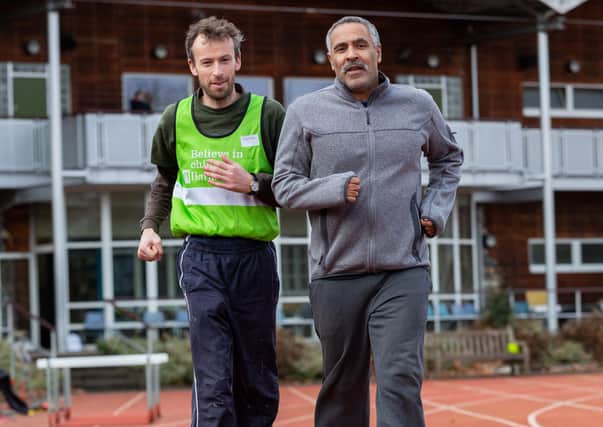 Michael Walsh with Olympian Daley Thompson