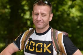 Blind veteran Charlie Parkinson, 43, from Rottingdean completed the Brighton Half Marathon