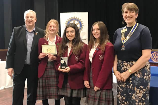 The debating team from Our Lady of Sion School, winning the district final of this year's Rotary Youth Speaks Competition