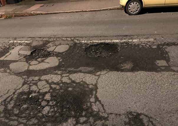 Pothole, St Philips Avenue, Eastbourne, October 2019 SUS-191023-163939001