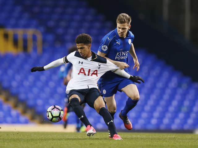 Dean Hammond in action for Leicester City against Tottenham Hotspur in the Premier League 2 in 2017