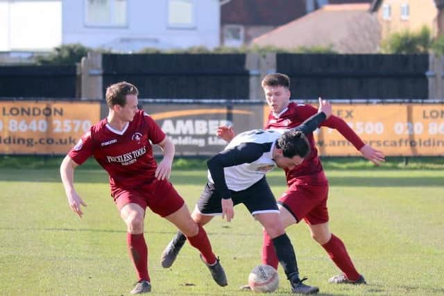 Action from Little Common v Pagham in the SCFL Premier last weekend. Picture by Roger Smith
