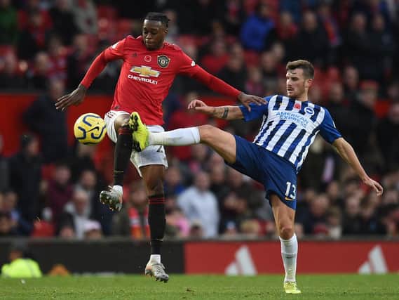 Brighton and Hove Albion midfielder Pascal Gross in action against Manchester United