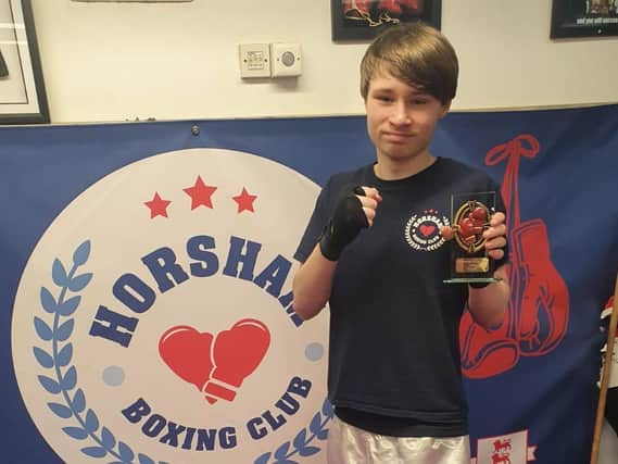 Horsham Boxing Clubs Harvey Dowding. Picture courtesy of Libby Baker