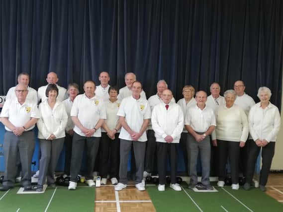 Donnington bowlers line up for the Chairman's Trophy