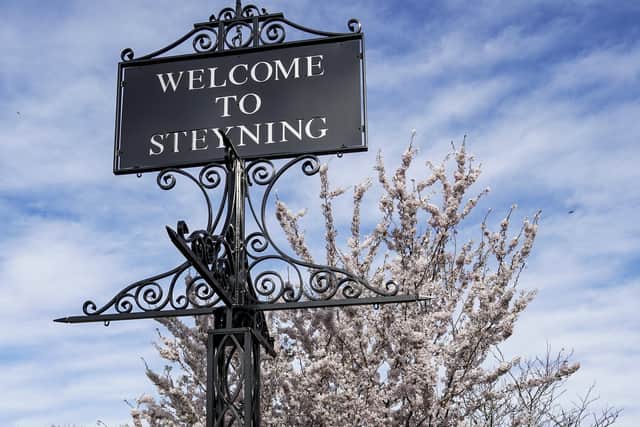 The new Welcome to Steyning sign, which is not yet complete. Picture: Michael Williams