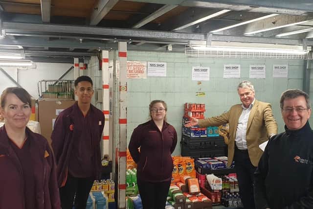 MP Tim Loughton with Sainsbury's staff