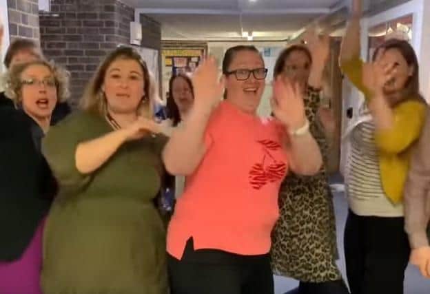 Staff lip-synched to Uptown Funk