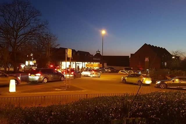 Huge queues at McDonald's in Burgess Hill ahead of the restaurant closure on Monday (March 23)