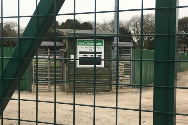 Oaklands Park, Chichester - no sign of football being played in the near future / Picture: Steve Bone