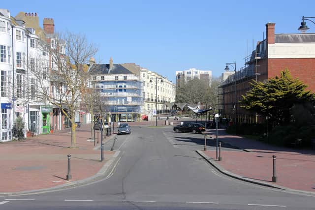A deserted Worthing town centre