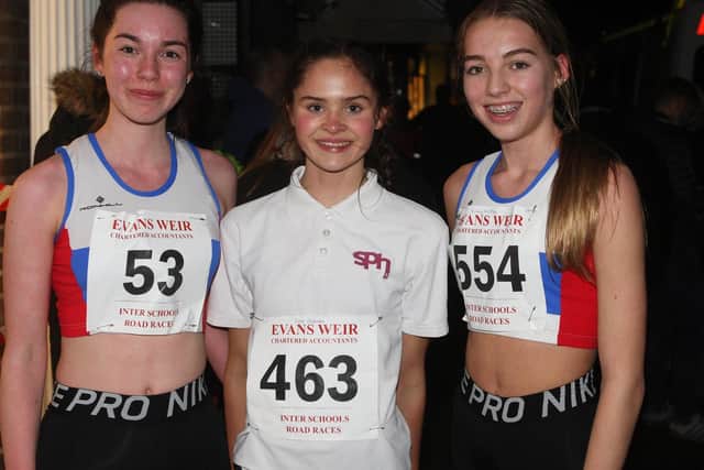 The top three Year 9/10 girls on the second race night / Picture: Derek Martin