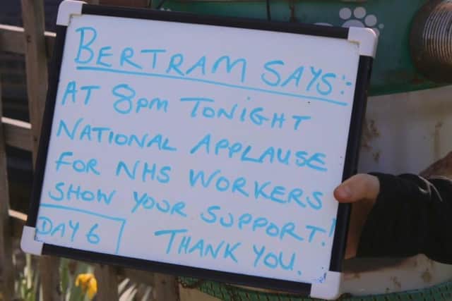 The message on Bertram to support the clap for the NHS event on Thursday, March 26 at 8pm