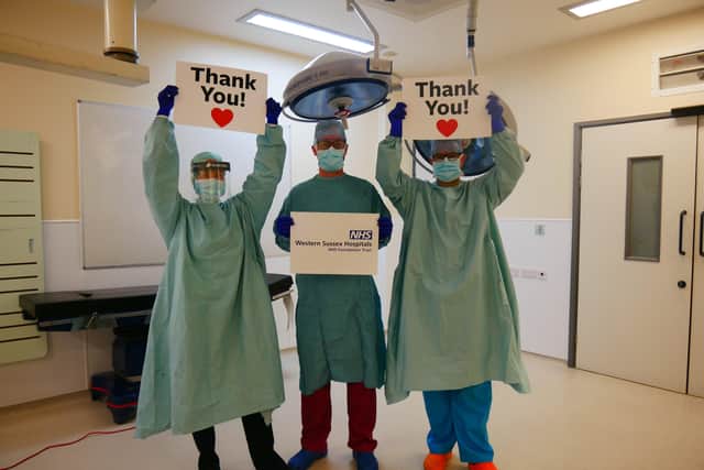 Hospital staff thank the public for their support