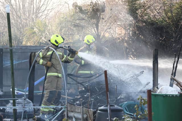 Fire crews were called to a shed fire in Hook Lane
