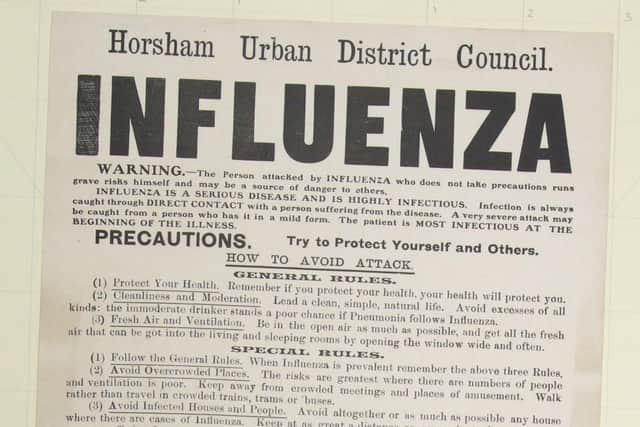 Horsham District Council’s Spanish flu poster dated November 1, 1918