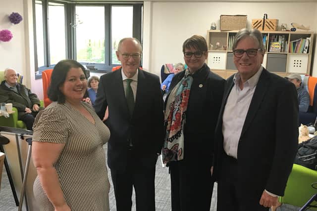 Dementia Support chief executive Sally Tabbner (second from right) with Sage House head of care and activities Martha Pusey, Bognor Regis and Littlehampton MP Nick Gibb and Anthony Wickins earlier this year