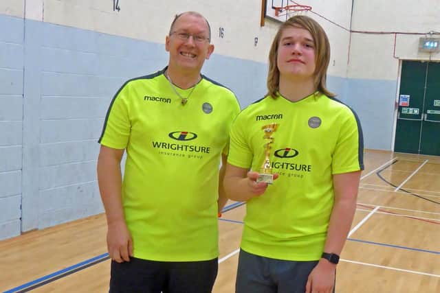 Heathfield Players' Player of the Year Tristan Hyland with coach Sean Newberry