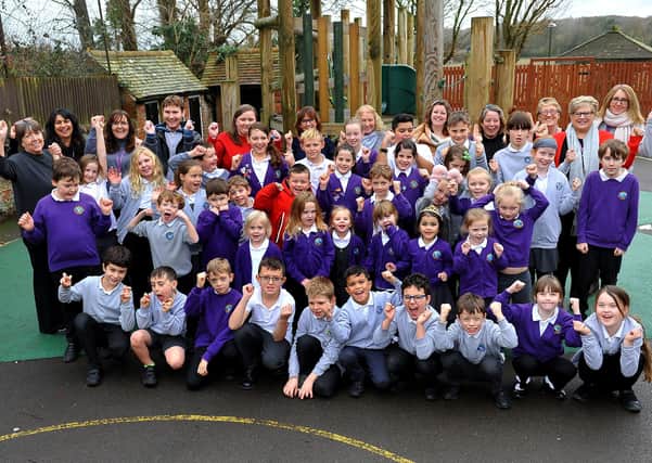 Clapham & Patching C Of E Primary School celebrating its good Ofsted rating last year