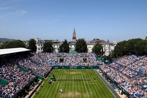 A large crowd watches as Kiki Bertens and Karolina Pliskova play their semi-final at the Nature Valley International at Devonshire Park ;last June / Picture: Charlie Crowhurst, Getty