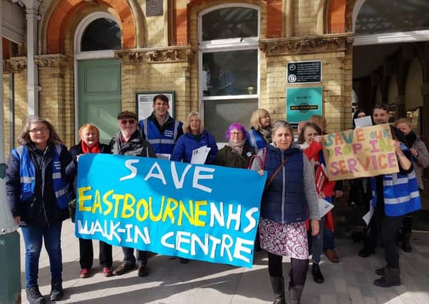 East Sussex Save the NHS protesting the planned closure of Eastbourne Station Health Centre
