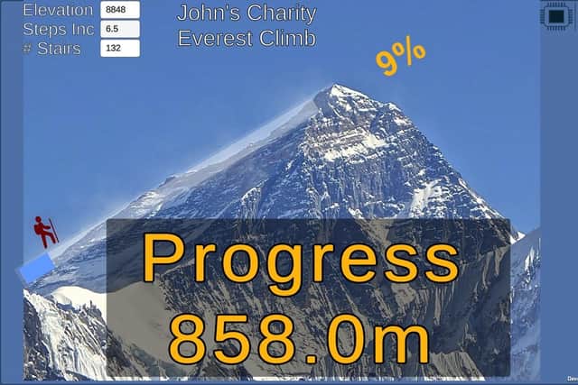 John's Climb Everest at Home fundraiser for Food Banks challenge