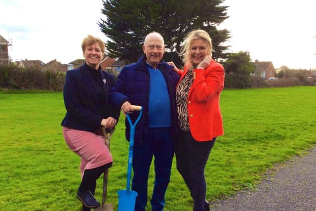 Councillor Samantha Smith, Ray Smith and Mid Sussex MP Mims Davies are keen to bring Pétanque to Burgess Hill