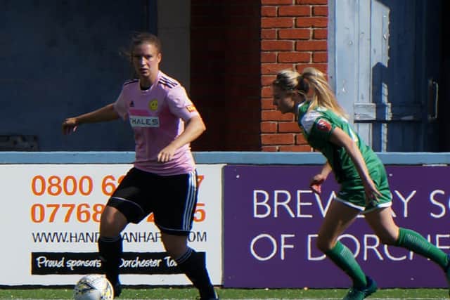 Rachel Palmer in action against Yeovil Town away. Picture by Alan Sillwood-Brown