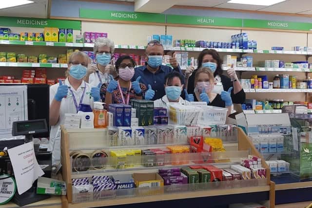 Staff at Nories Pharmacy, Horsham SUS-200704-123933001