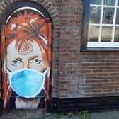Horace has debuted a new artwork outside the New Amsterdam pub in High Street, Worthing, themed around David Bowie and the coronavirus pandemic
