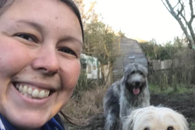 Animal behaviourist Natalie Light and her two dogs Gru and Drax