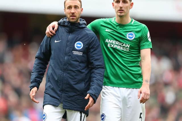 Brighton and Hove Albion senior players Glenn Murray and Lewis Dunk