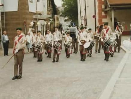 Heavily involved in the scouts, Tony organised a European tour for the Arundel and Littlehampton Scout Band in 1990. Pictured: the band in Germany