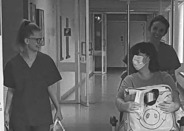 Victoria Robbins leaves hospital
