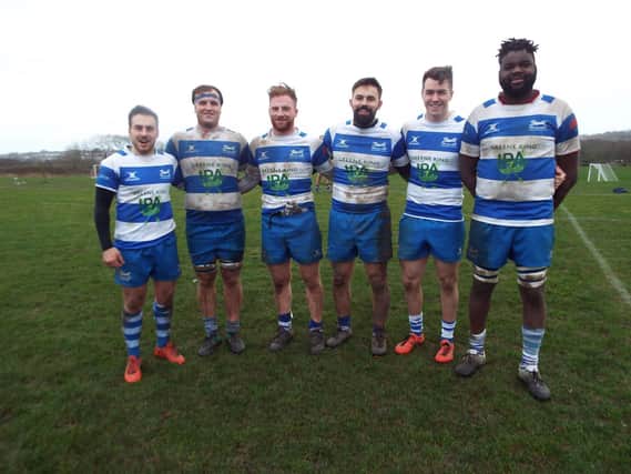 Point scorers in the 44-0 victory over New Ash Green RFC in January - Bruce Steadman, Frazer McManus, Archie Ridpath, Connor Shaw, Tim Sills and Calvin Crosby-Clarke
