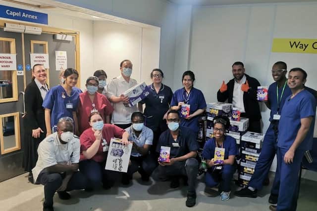 Staff at East Surrey Hospital were pleased to receive some chocolate eggs from Crawley company Euro Car Parts SUS-200413-131121001