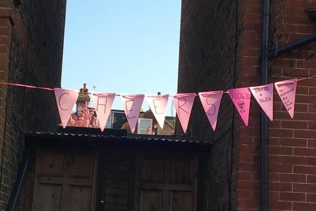Some of the bunting put out in Motcombe Road