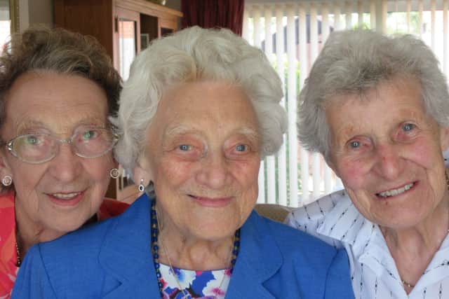 Elsie Manley, right, with her sisters Vera, 94, and Joan, 99