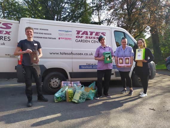 Cameron Wells from South Downs Nurseries and the van full of Easter donations for local care homes SUS-200415-100328001